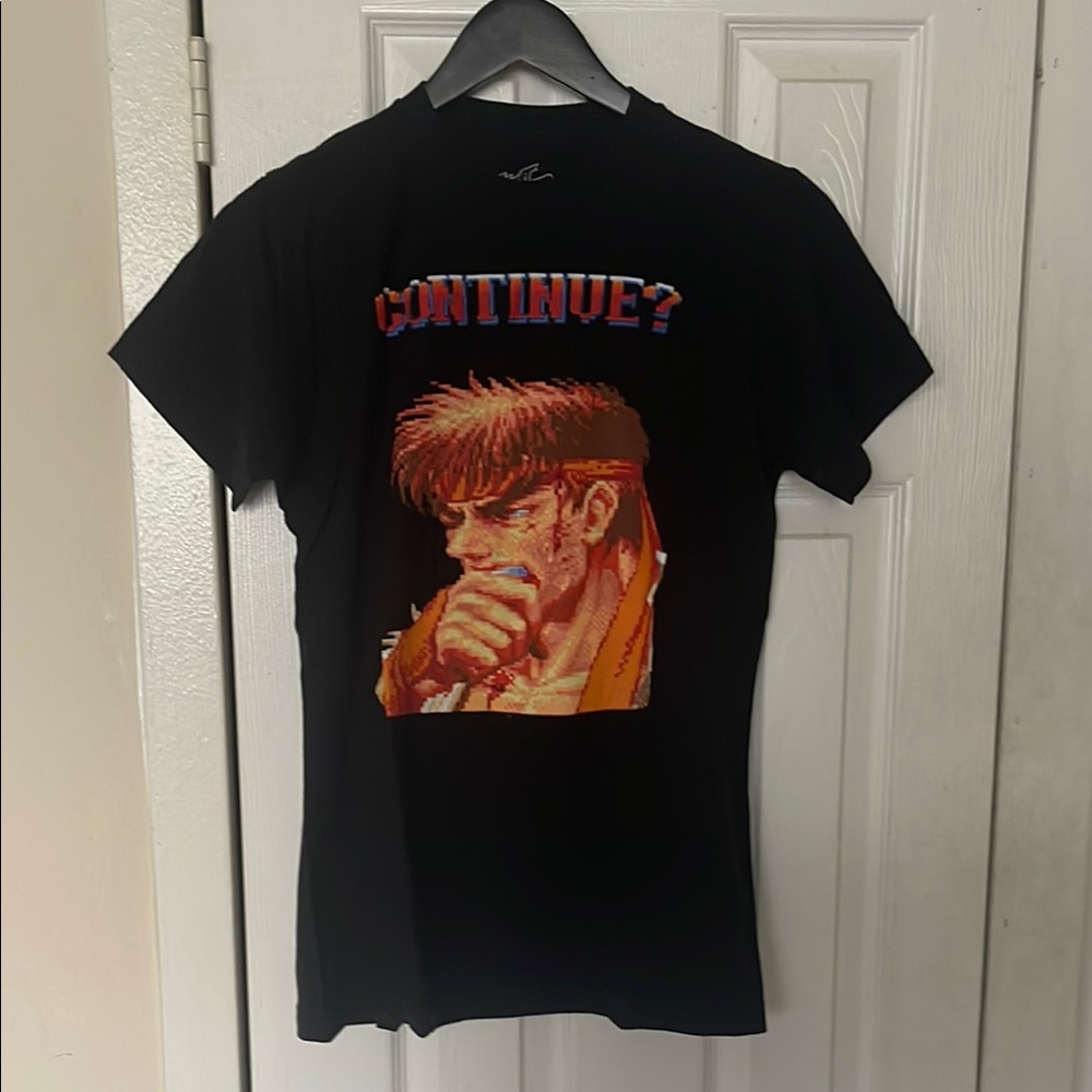 Street Fighter Ryu “Continue ?” T-Shirt Size Small In Black